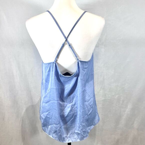Naked Zebra Heartbeeps periwinkle blue ruffle cross back cami tank size large - Picture 4 of 6